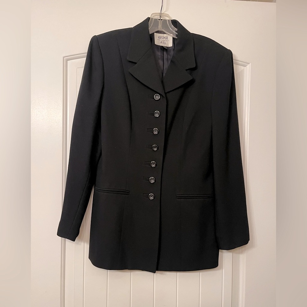 Kasper and Company A.S.L. 7 button collared black blazer